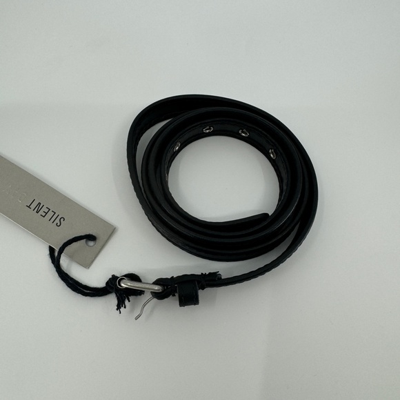 DAMIR DOMA SILENT Skinny Unisex Leather Belt Clincher Silver Buckle main image 14